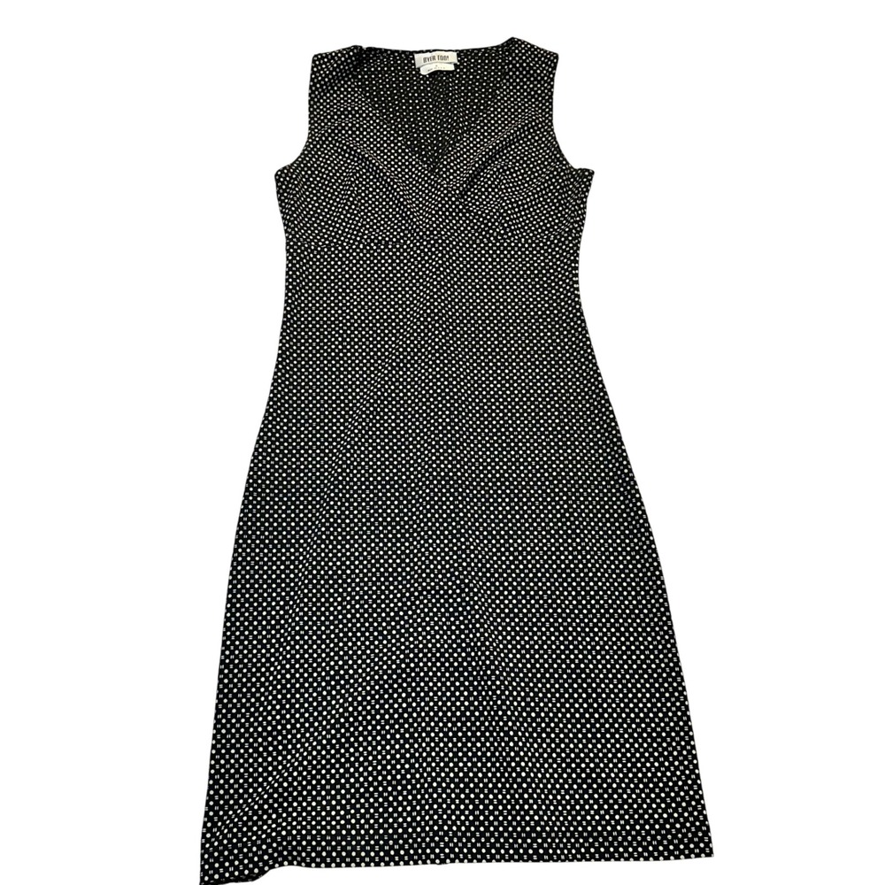 Byer Too! Polka Dot Dress Womens Medium Black White 90s Vintage Sleeveless Midi